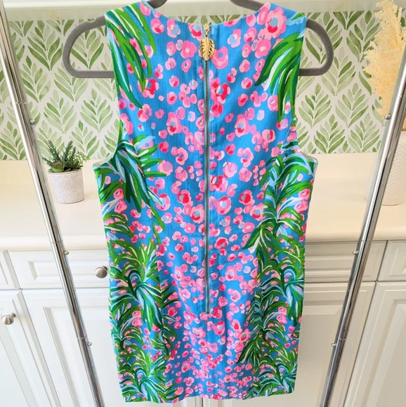 Lilly Pulitzer Mila Stretch Shift Dress Turquoise Shore I Spy Engineered Sz 8 - Picture 5 of 14